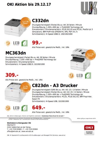 OKI Aktion bis 29.12.2017